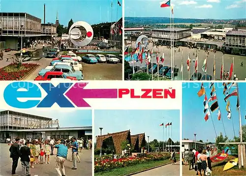 AK / Ansichtskarte Plzen_Pilsen Mezinarodni vystava potravin Expo Messegelaende Fahnen Plzen Pilsen
