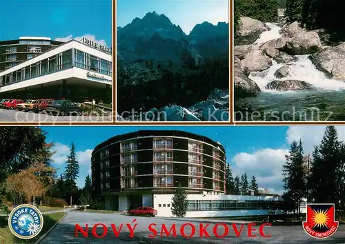 AK / Ansichtskarte Novy_Smokovec_Neuschmecks Hotel Park Gebirge Wasserfall Novy_Smokovec_Neuschmecks