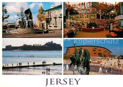 AK / Ansichtskarte Jersey_Kanalinsel Liberation Square Central Market Elizabeth Castle Causeway La Fregate Waterfront 