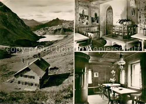 AK / Ansichtskarte Lech_Vorarlberg Ravensburger Huette am Spullersee Gastraum Berghuette Alpenpanorama Lech Vorarlberg