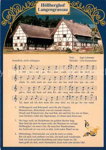 AK / Ansichtskarte Langengrassau Hoellberghof Lied Noten Widmung zum 1. Hoellberghof Fest 1993 Gesangverein Frohsinn Langengrassau 1877 e.V. Langengrassau