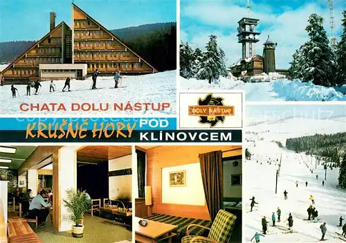 AK / Ansichtskarte Loucna_Pod_Klinovcem_Tschechien Chata Dolu Nastup Krusne Hory Berghotel Sender Skigebiet Erzgebirge Loucna_Pod
