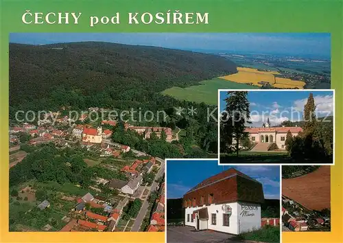 AK / Ansichtskarte Cechy_pod_Kosirem_Czechia Fliegeraufnahme Vlastnil zamek i park rod Silva Tarouccu nynejsi empirova podoba z roku penzion Manes  