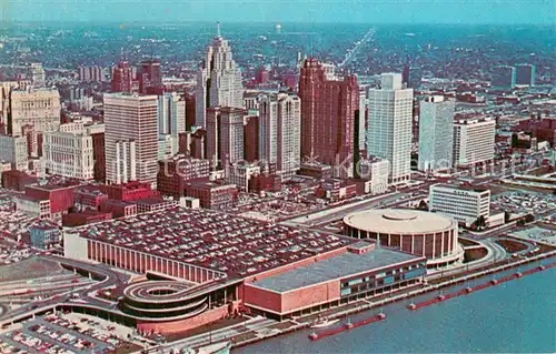 AK / Ansichtskarte Detroit_Michigan Civic Center and Skyline aerial view 