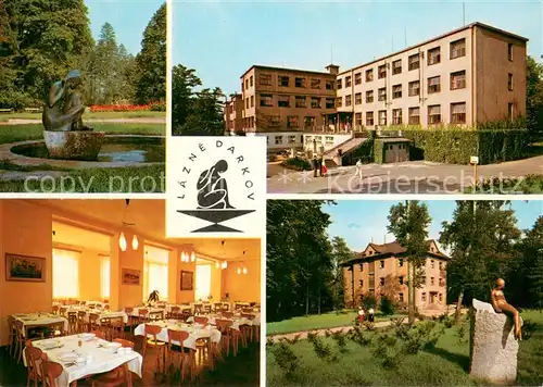 AK / Ansichtskarte Karvina Lazne Darkov Sanatorium Speisesaal Park Skulptur Brunnen Karvina