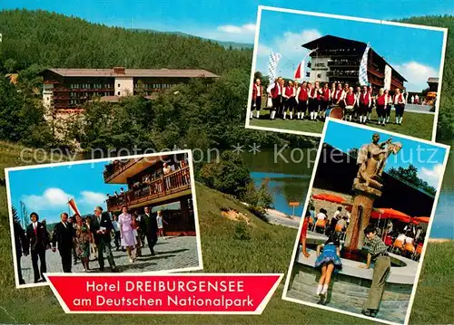 AK / Ansichtskarte Tittling Hotel Dreiburgensee am Deutschen Nationalpark Veranstaltung Trachtengruppe Brunnen Tittling
