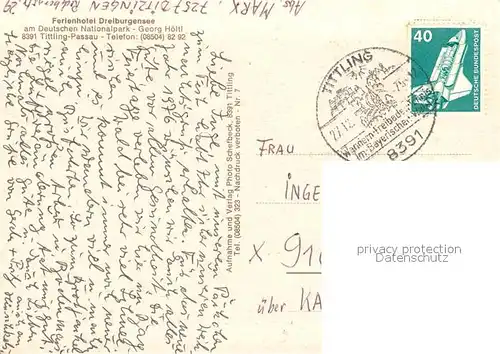 AK / Ansichtskarte Tittling Hotel Dreiburgensee am Deutschen Nationalpark Veranstaltung Trachtengruppe Brunnen Tittling