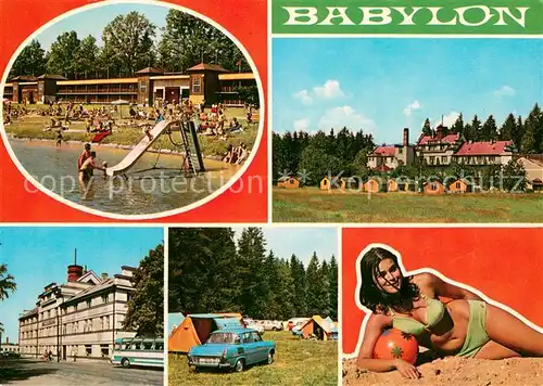 AK / Ansichtskarte Babylon_Babilon_Czechia Badeanstalt Liegewiese Ferienheim Hotel Autocamping 