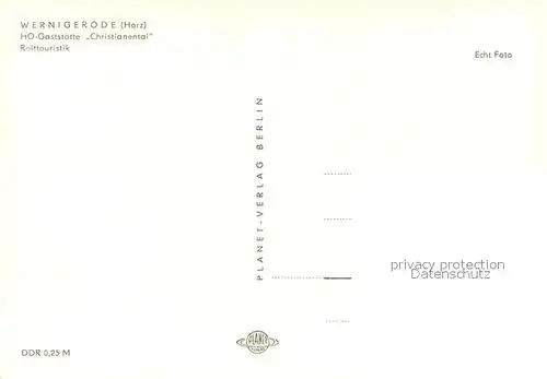 AK / Ansichtskarte Wernigerode_Harz HO Gaststaette Christanental Reittouristik Wernigerode Harz