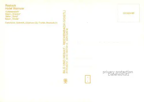 AK / Ansichtskarte Rostock Hotel Warnow Salon Granitz Salon Sund Salon Strela 