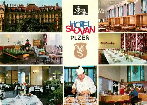 AK / Ansichtskarte Plzen_Pilsen Interhotel Slovan Gastraeume Bar Zimmer Plzen Pilsen