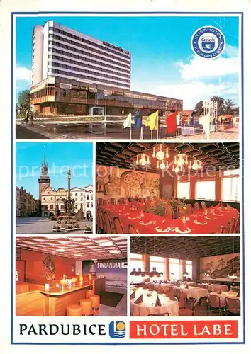 AK / Ansichtskarte Pardubice_Pardubitz Interhotel Labe Speiseraeume Bar Marktplatz Pardubice Pardubitz