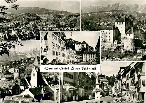 AK / Ansichtskarte Feldkirch_Vorarlberg Panorama Schattenburg Zentrum Neustadt Central Hotel Loewen Feldkirch Vorarlberg