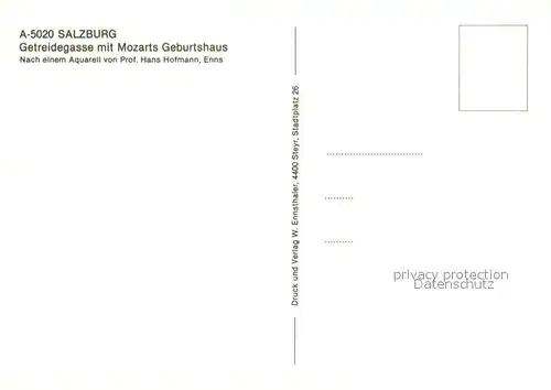 AK / Ansichtskarte Salzburg__oesterreich Getreidegasse mit Mozarts Geburtshaus Aquarell 