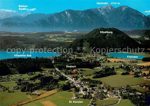 AK / Ansichtskarte St_Kanzian_Klopeiner_See Fliegeraufnahme mit Kleinsee Hochobir und Steiner Alpen St_Kanzian_Klopeiner_See