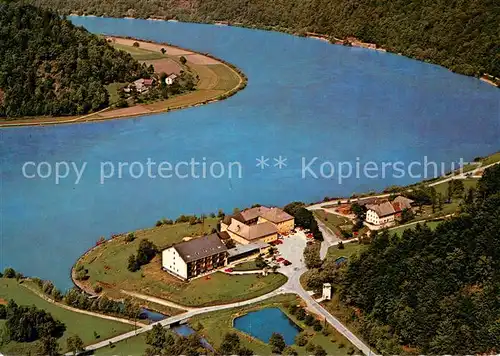 AK / Ansichtskarte Haibach_Muehlkreis Gasthof Pension Gugler Donauschlinge Fliegeraufnahme Haibach Muehlkreis