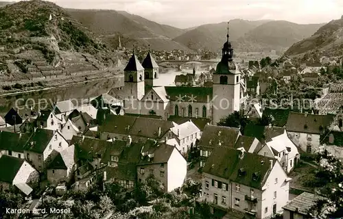 AK / Ansichtskarte Karden Ortsansicht mit Kirche Blick auf die Mosel Karden