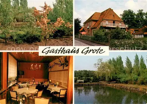AK / Ansichtskarte Barnstedt_Lueneburg Gasthaus Grote Gaststube Garten Weiher Barnstedt_Lueneburg