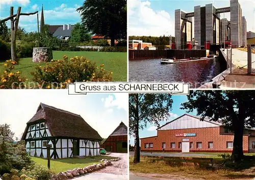 AK / Ansichtskarte Scharnebeck_Lueneburg Park Schleuse Fachwerkhaus Schuetzenhaus Scharnebeck Lueneburg