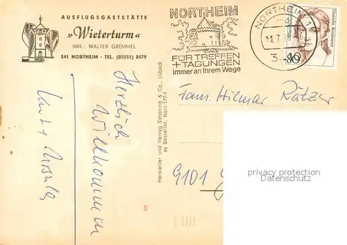 AK / Ansichtskarte Northeim Wieterturm Northeim
