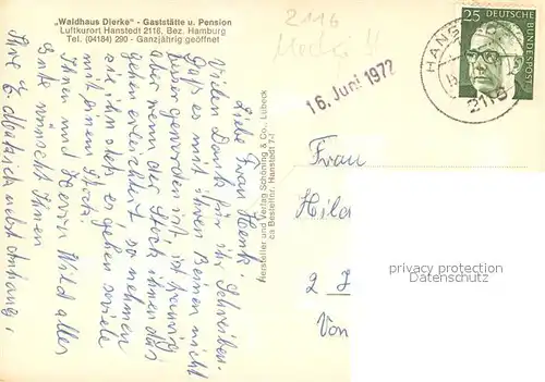 AK / Ansichtskarte Hanstedt_Nordheide Waldhaus Dierke Innenansicht Hanstedt_Nordheide