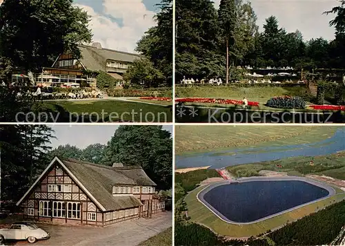 AK / Ansichtskarte Geesthacht_Elbe Fliegeraufnahme Restaurant Forsthaus Gruener Jaeger Teilansichten Geesthacht_Elbe