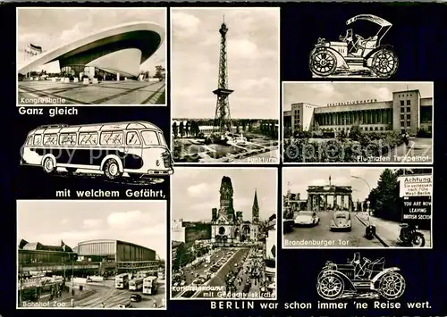 AK / Ansichtskarte Berlin Brandenburger Tor Flughafen Tempelhof Funkturm Bahnhof Zoo Kongresshalle Berlin