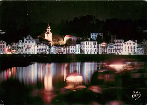 AK / Ansichtskarte Ciboure Le quai Ravel et l Eglise la Nuit Ciboure