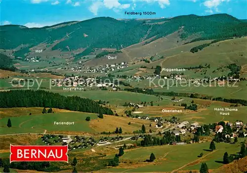 AK / Ansichtskarte Bernau_Schwarzwald Fliegeraufnahme mit Feldberg Bernau Schwarzwald