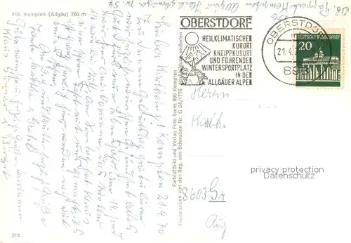 AK / Ansichtskarte Kempten_Allgaeu Fliegeraufnahme Kempten Allgaeu