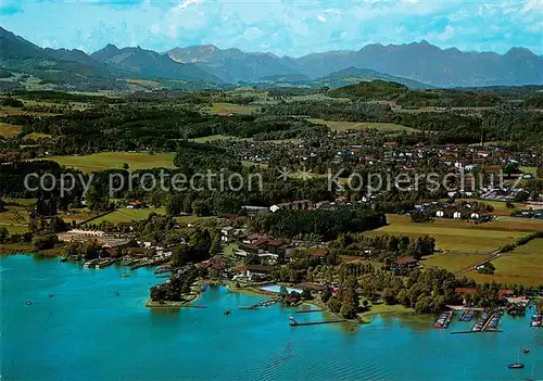 AK / Ansichtskarte Prien_Chiemsee Fliegeraufnahme mit Stock Hafen Prien Chiemsee