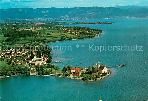 AK / Ansichtskarte Wasserburg_Bodensee Fliegeraufnahme mit Lindau und Bregenz Wasserburg Bodensee
