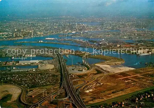 AK / Ansichtskarte Hamburg Koehlbrandbruecke und Hafen Fliegeraufnahme Hamburg
