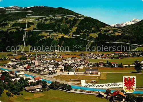 AK / Ansichtskarte Zell_Ziller_Tirol Panorama mit Grindlalm und Seilbahnbetrieb Rohrberg Zell_Ziller_Tirol