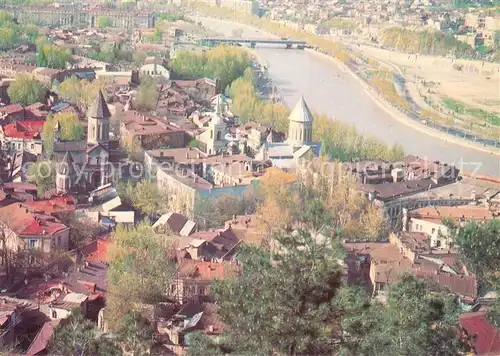 AK / Ansichtskarte Tbilisi_Tbilisi_Georgia General view of the built up areas along the right bank of the Kura 