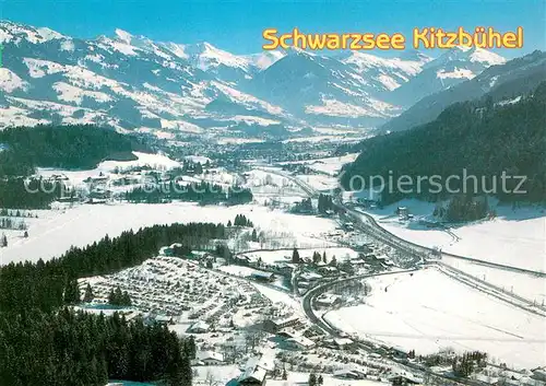AK / Ansichtskarte Kitzbuehel_Tirol Schwarzsee Camping Schwarzsee Fliegeraufnahme Kitzbuehel Tirol