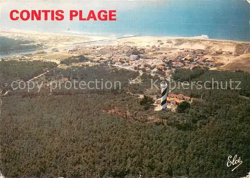 AK / Ansichtskarte Contis_Plage Foret et le phare Sortie du Courant vue aerienne 