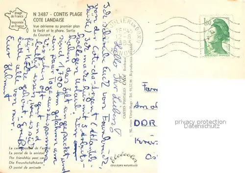 AK / Ansichtskarte Contis_Plage Foret et le phare Sortie du Courant vue aerienne 