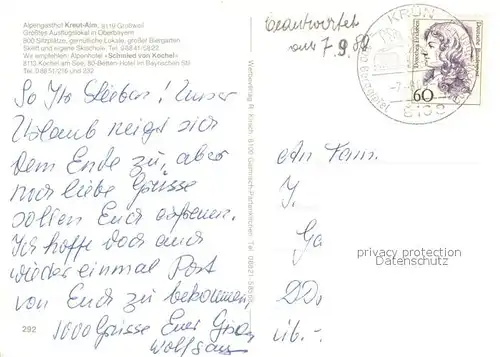 AK / Ansichtskarte Grossweil Alpengasthof Kreut Alm Kochelsee Alpen Grossweil