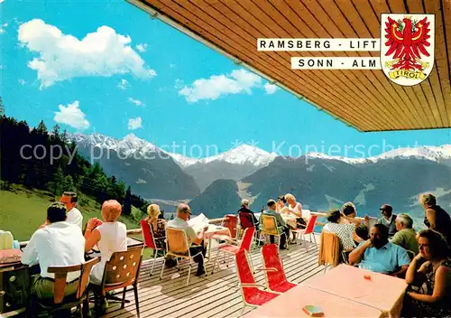 AK / Ansichtskarte Hippach Bergrestaurant Sonnalm Sonnenterrasse am Ramsberg Alpenpanorama Hippach