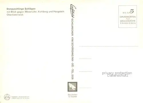 AK / Ansichtskarte Schloegener_Schlinge Fliegeraufnahme mit Wesenufer Kohlber und Haugstein Schloegener Schlinge