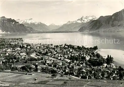 AK / Ansichtskarte Vevey_VD Panorama Genfersee Alpen Vevey_VD