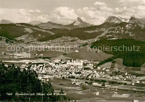 AK / Ansichtskarte Einsiedeln_SZ mit Sihlsee und Willerzell Einsiedeln SZ
