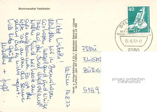 AK / Ansichtskarte Munkmarsch Yachthafen Fliegeraufnahme Munkmarsch