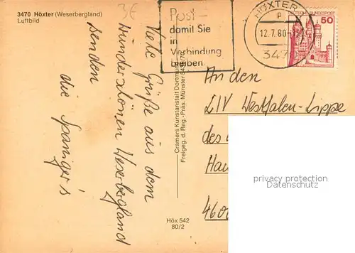 AK / Ansichtskarte Hoexter_Weser Fliegeraufnahme Hoexter Weser