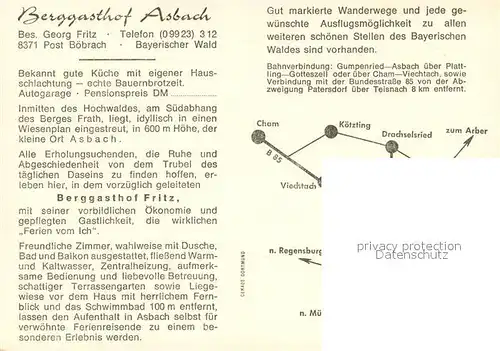 AK / Ansichtskarte Asbach__Drachselsried Berggasthof Fritz Teilansichten m. Wegbeschreibung 