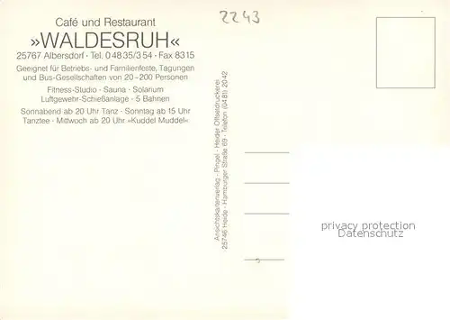 AK / Ansichtskarte Albersdorf_Holstein Restaurant Cafe Waldesruh Aussenansicht Albersdorf_Holstein
