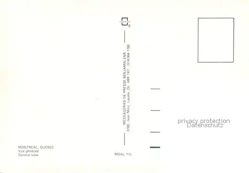 AK / Ansichtskarte Montreal_Quebec General view Montreal Quebec