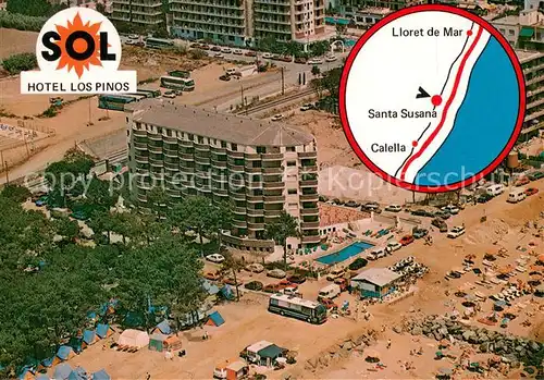 AK / Ansichtskarte Santa_Susanna_Cataluna Hotel Los Pinos Fliegeraufnahme 