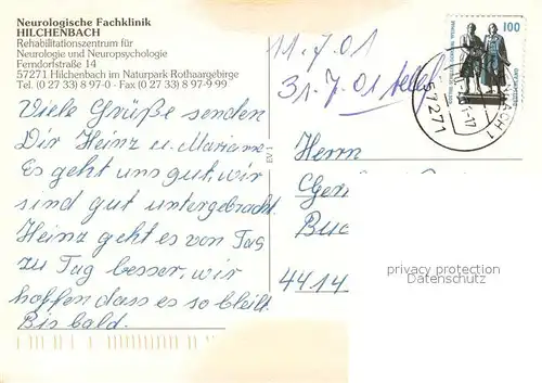 AK / Ansichtskarte Hilchenbach Neurologische Fachklinik Fliegeraufnahme 